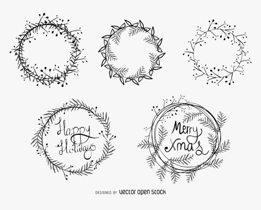 Christmas Wreath Drawing Illustration - Christmas Wreath Drawing Vector