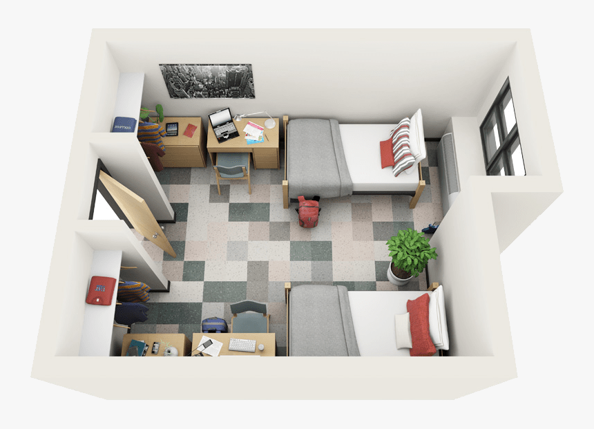 Double Dorm Room Floor Plan - Dorm Adelphi University, HD Png Download ...