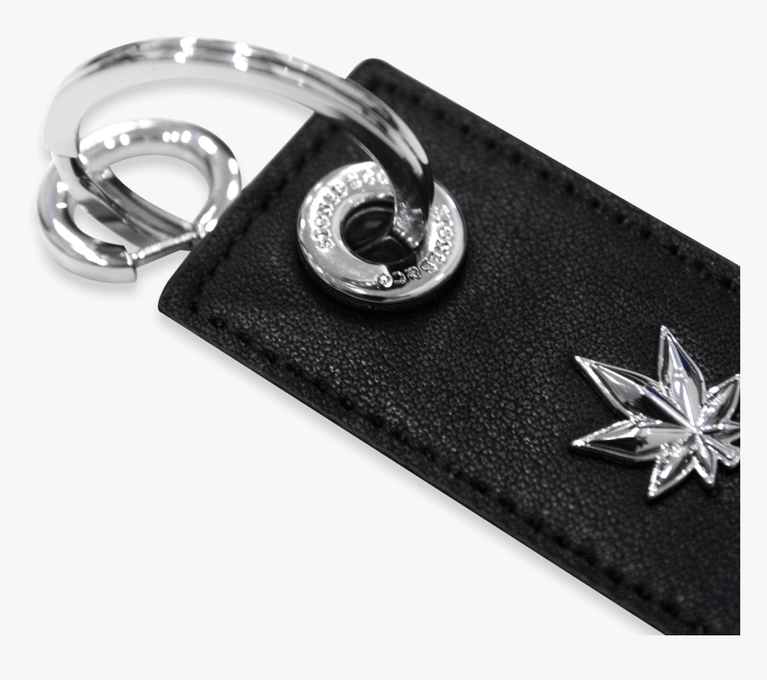 Japanese Maple Leaf Leather Tag Keychain , Png Download - Silver, Transparent Png, Free Download