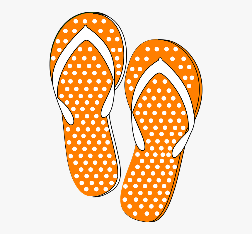 Thongs, Flip Flops, Orange, White, Spotted, Footwear - Flip Flops Clip Art, HD Png Download, Free Download