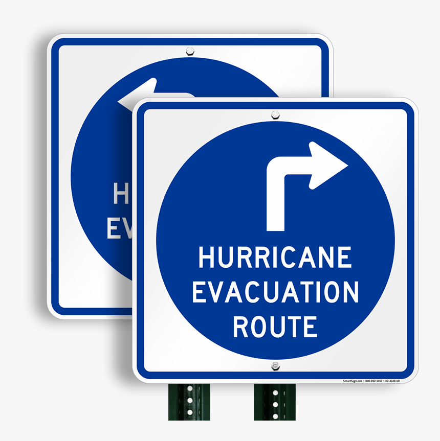 Hurricane Evacuation Route Upper Right Arrow Sign - Hurricane Evacuation Sign, HD Png Download, Free Download