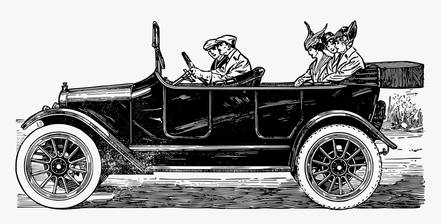 Driving In A Car Clip Arts - Vintage Car Driver Clipart Png ...