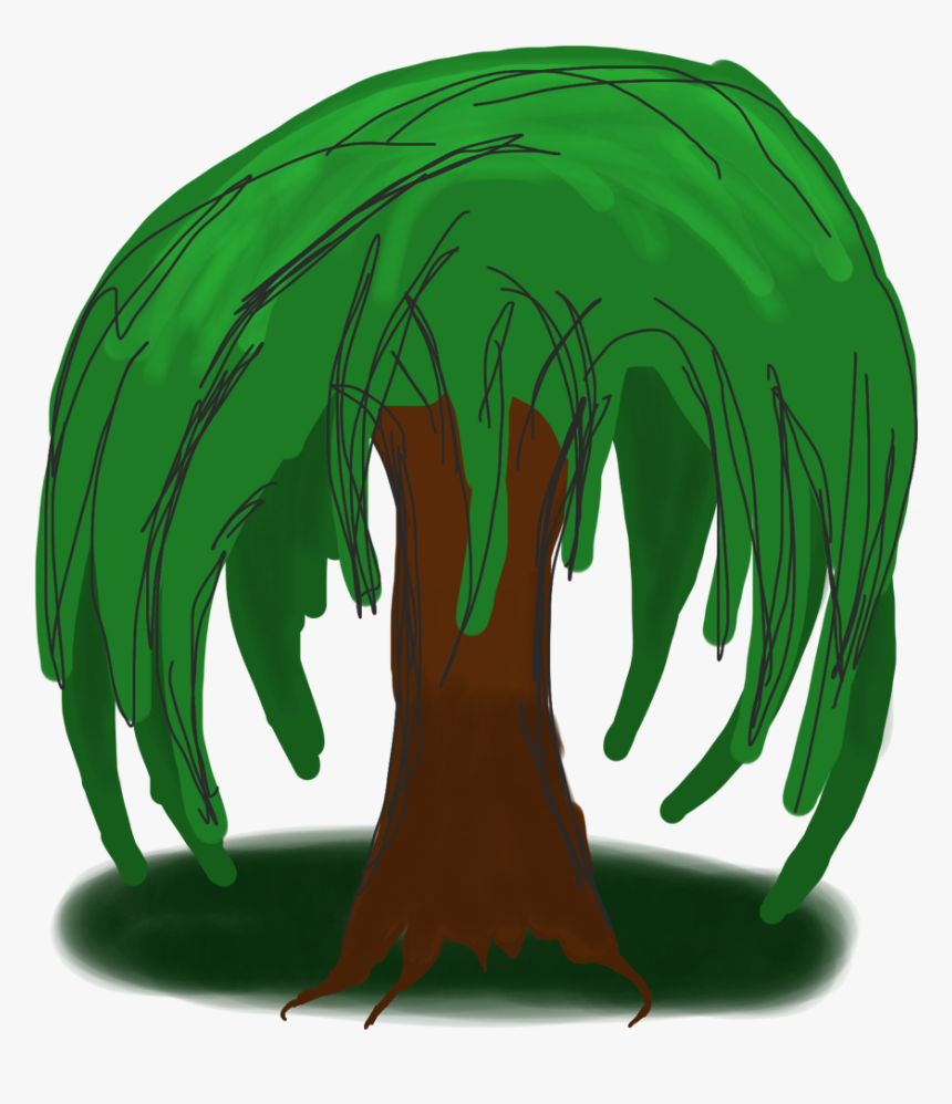 Cartoon Willow Tree - Cartoon Weeping Willow Tree Drawing, HD Png Download, Free Download