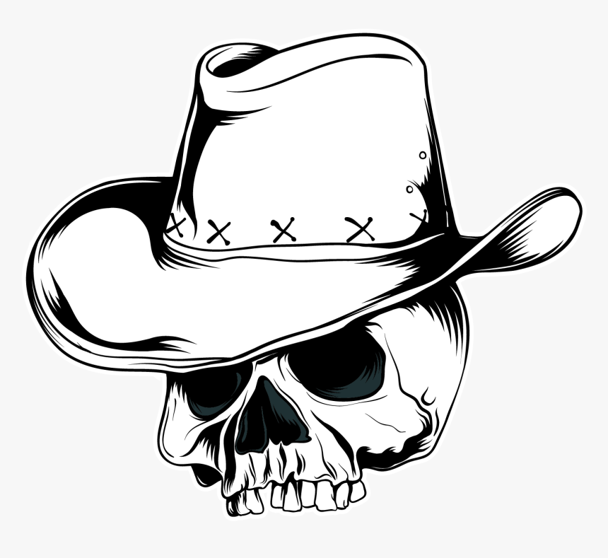 Cowboy Hat Vector Graphics Skull Clip Art - Cowboy Skull Hat Png ...