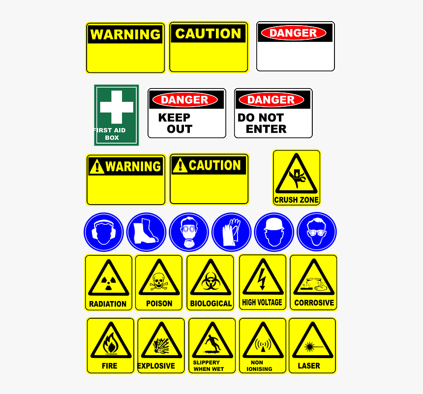 Danger, Signs, Safety, Symbols, Warning, Hazard - Workshop Safety Signs And Symbols, HD Png Download, Free Download