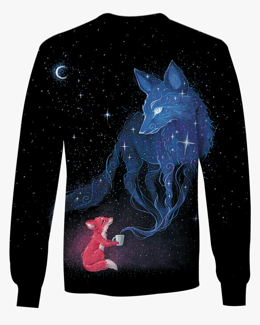 3d Fox In Galaxy Background Full Print T Shirt - Galaxy Fox Hoodie, HD Png Download, Free Download