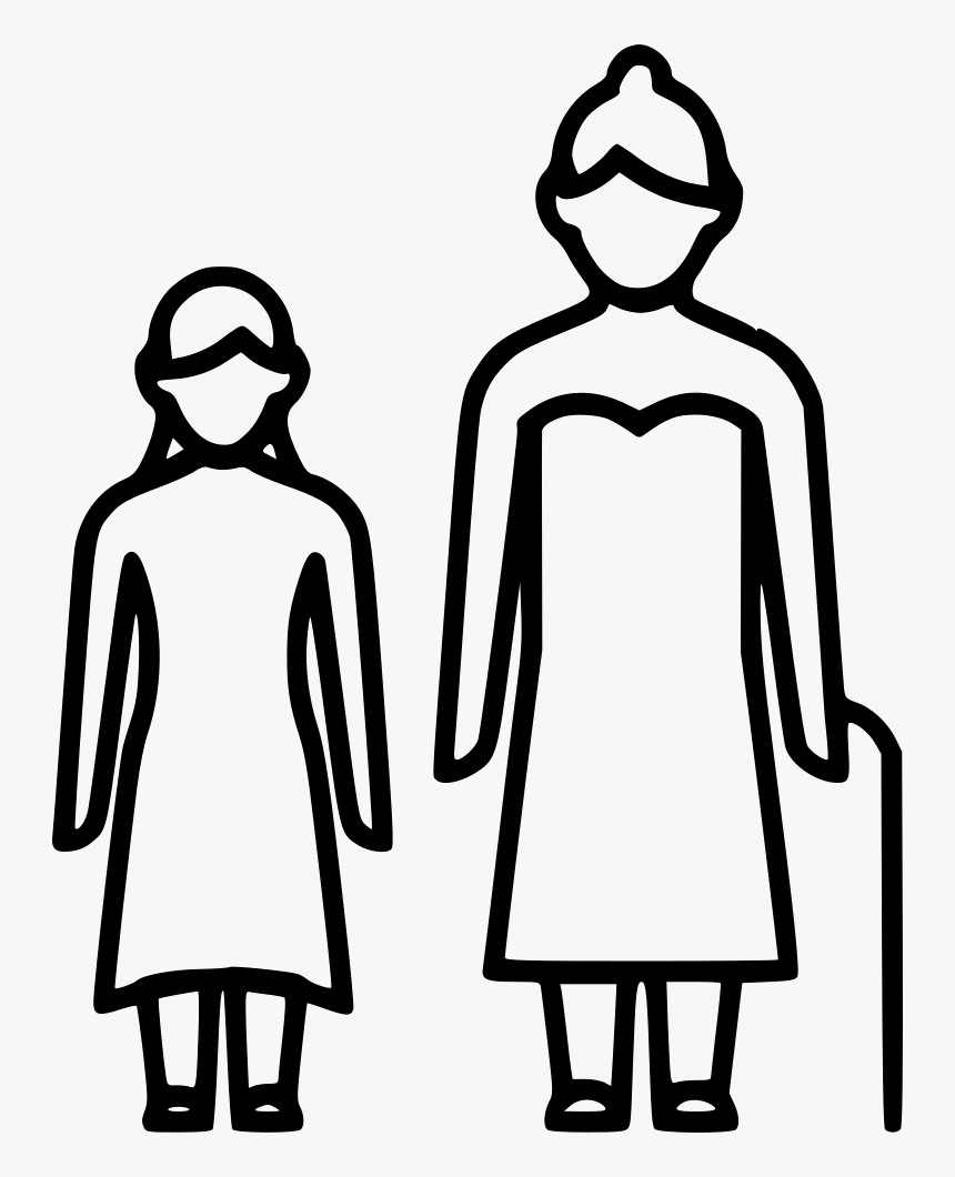 The Vector Drawing Of A Grandmother With Her Granddaughter On A Walk.  Royalty Free SVG, Cliparts, Vectors, and Stock Illustration. Image 80539440.