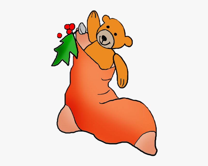 Christmas Clip Art Stocking With Teddy Bear - Christmas Day, HD Png Download, Free Download
