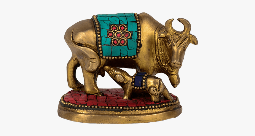 Cow And Calf Showpiece In Brass - Indian Elephant, HD Png Download, Free Download