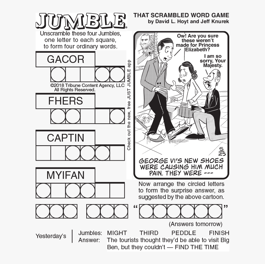 Jumble Jan 2 2018 Post Star, HD Png Download, Free Download