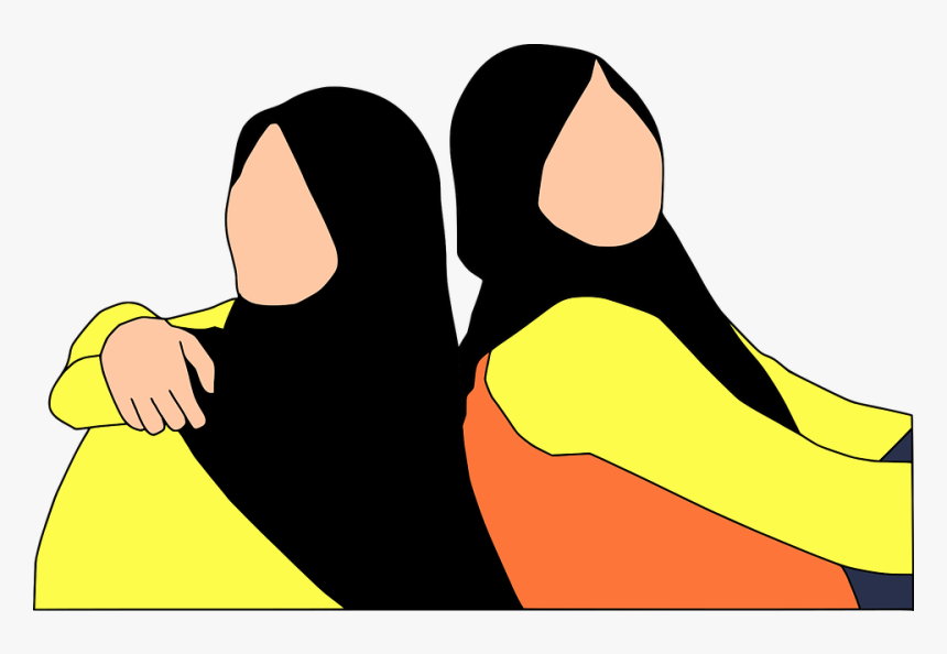 Friends, Back To Back, Hijab, Muslima, People, Together - Siyah Beyaz Bff Vektör, HD Png Download, Free Download