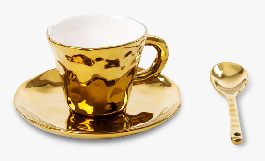 Coffee Cup With Saucer And Teaspoon - Seletti Fingers Porcelain Gold, HD Png Download, Free Download