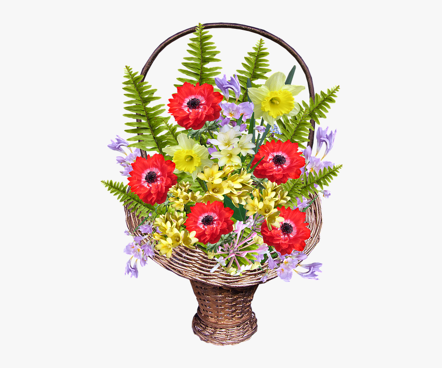 Spring, Flower, Basket - Bouquet, HD Png Download, Free Download