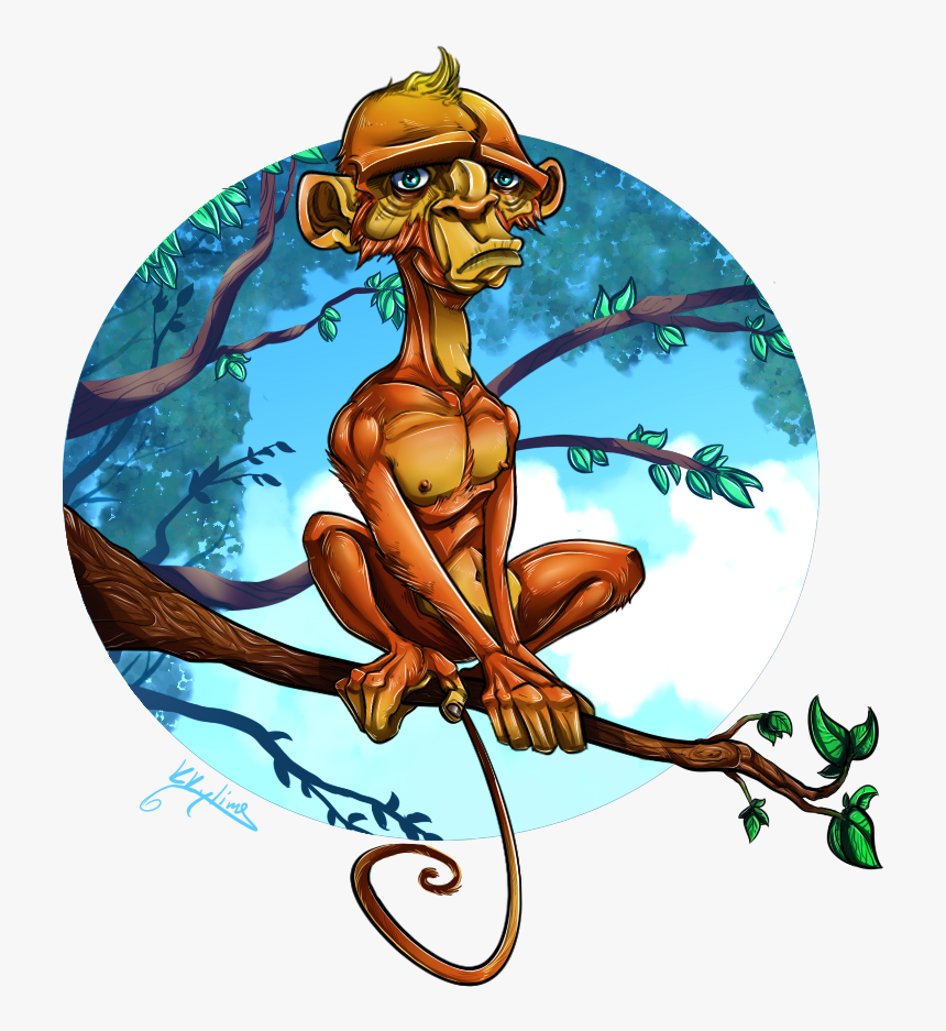 Depressed Monkey - Artwork Png T Shirt Design, Transparent Png, Free Download