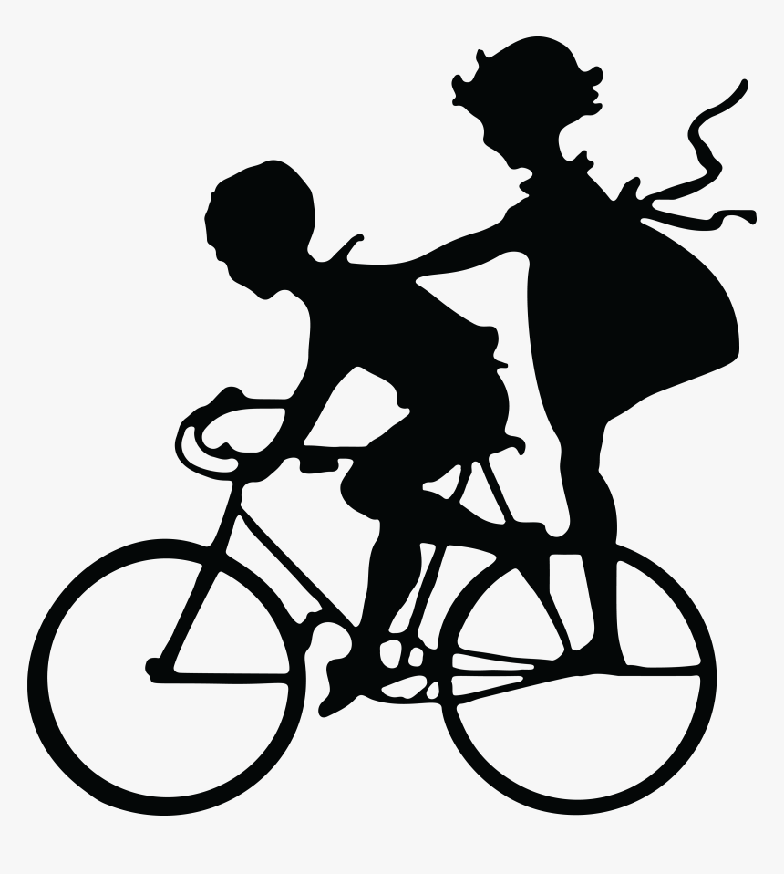 Bicycle Rider Clipart - Silhouette Brother And Sister Clipart, HD Png Download, Free Download