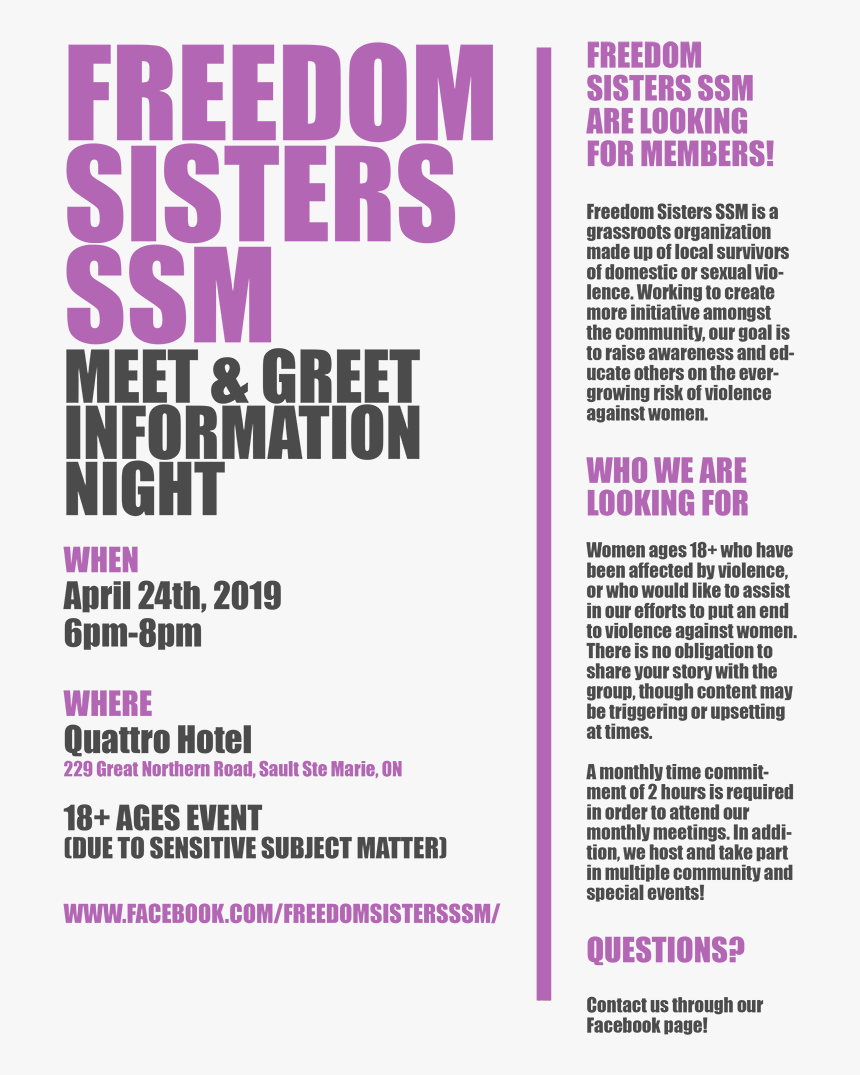 Freedom Sisters Of Sault Ste Marie Meet & Greet Information - Police Citizens Youth Club, HD Png Download, Free Download