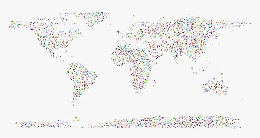 Prismatic Musical World Map 4 No Background Clip Arts - World Map, HD Png Download, Free Download