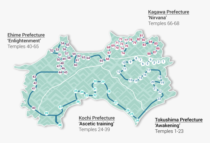 Japan Landing Map - Shikoku Pilgrimage Map, HD Png Download, Free Download