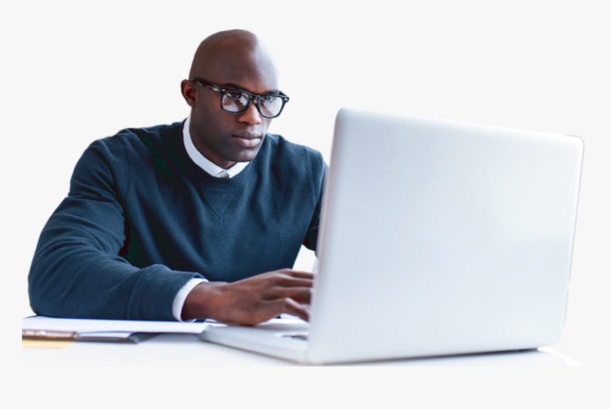 Man Consulting For Hr Services Usign Laptop - African Developer, HD Png Download, Free Download