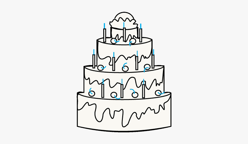 How To Draw Cake 3 Layered Cake Drawing, HD Png Download kindpng