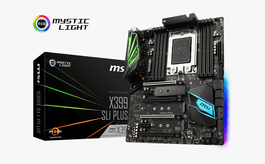 X399 Sli Plus, Amd X399 Chipset, Tr4, Atx Motherboard - Msi X399 Sli Plus, HD Png Download, Free Download