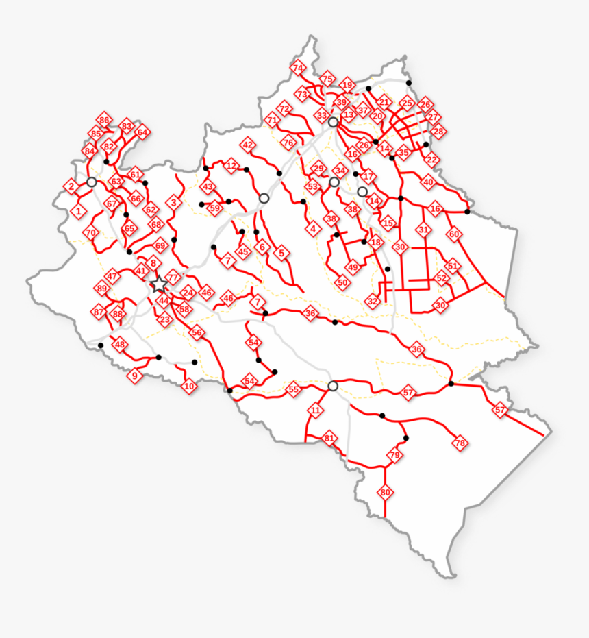 Distribuición De Carreteras Ramales En El Estado Portuguesa - Map, HD Png Download, Free Download