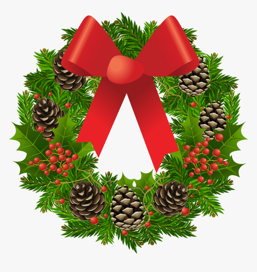 Corona Navideña Con Cinta - Clip Art Christmas Wreath, HD Png Download, Free Download