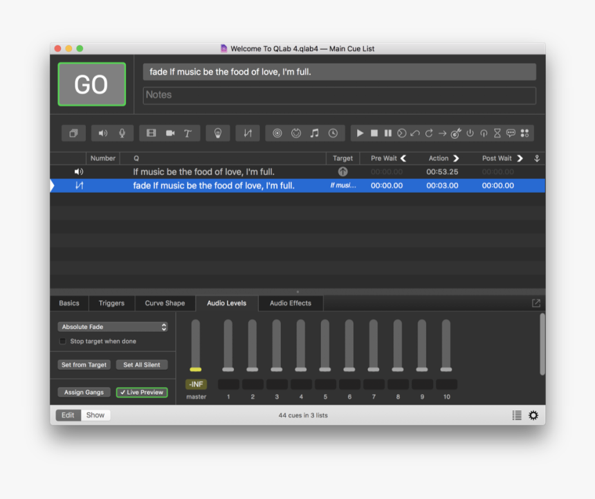 Fade And Stop - Qlab Toolbar, HD Png Download, Free Download