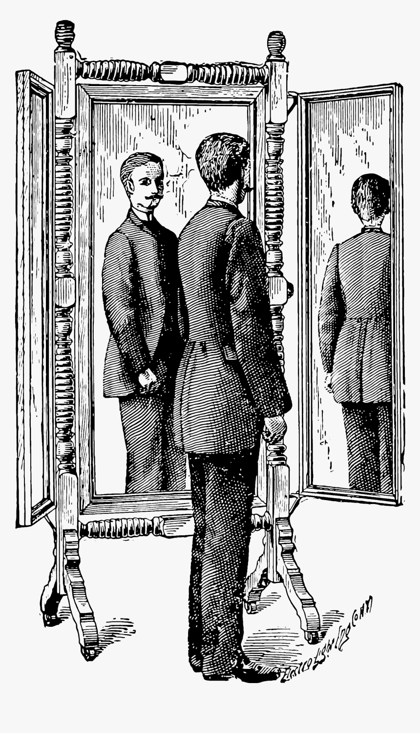 Mirror Clipart Person Drawing Of Person Looking In Mirror Hd Png Download Kindpng