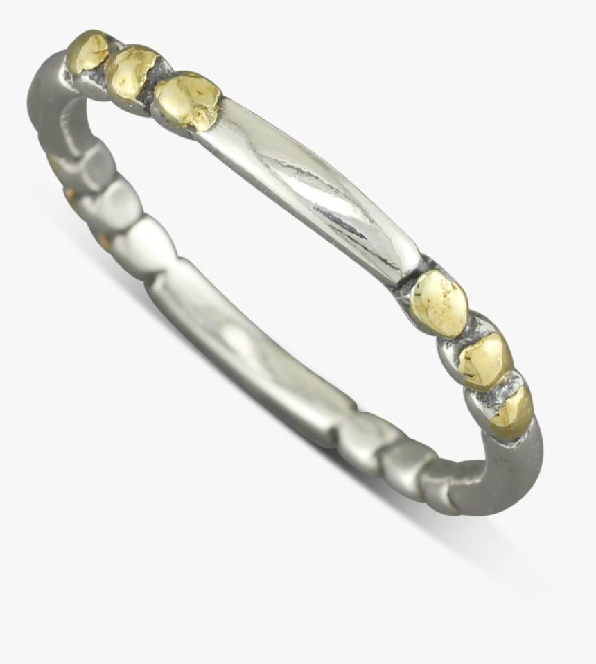 925 Sterling Silver Ring With Gold Nugget Dots Size - Bracelet, HD Png Download, Free Download