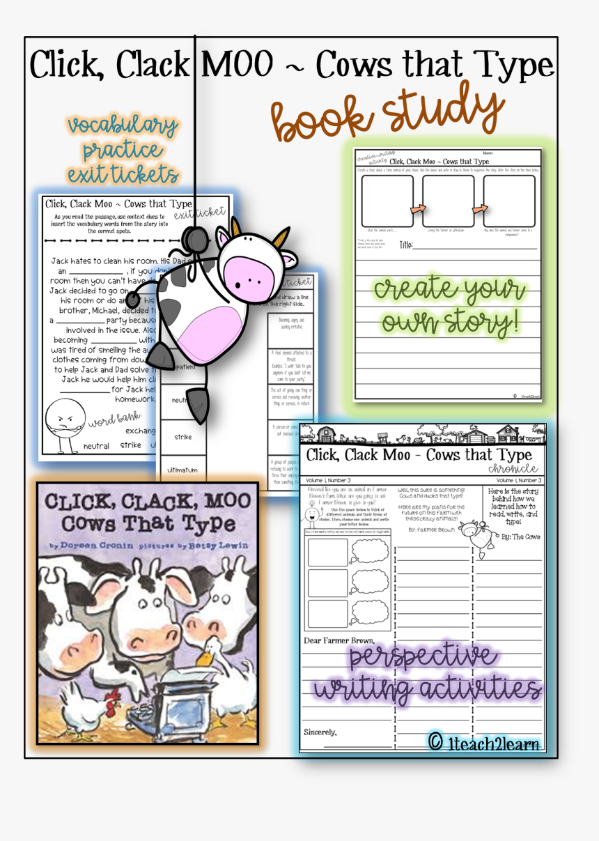 Click, Clack Moo Cows That Type By Doreen Cronin Is - Cartoon, HD Png Download, Free Download