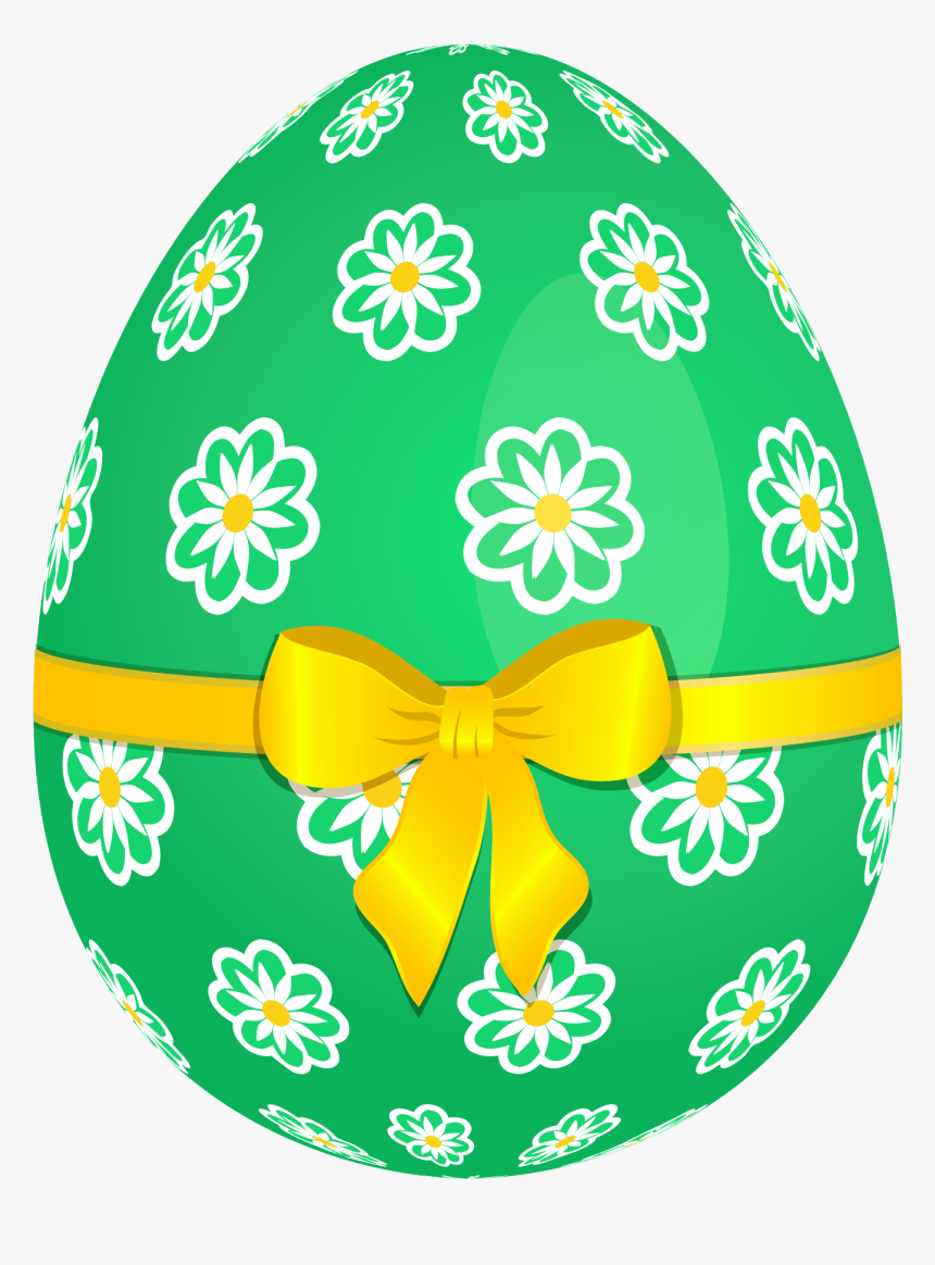 And Picture Egg Yellow Bow Green Flowers Clipart - Transparent Background Easter Egg Clipart, HD Png Download, Free Download