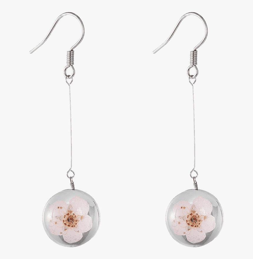 Zegl Transparent Orbs With Flowers Dangle Earrings - Earrings, HD Png Download, Free Download