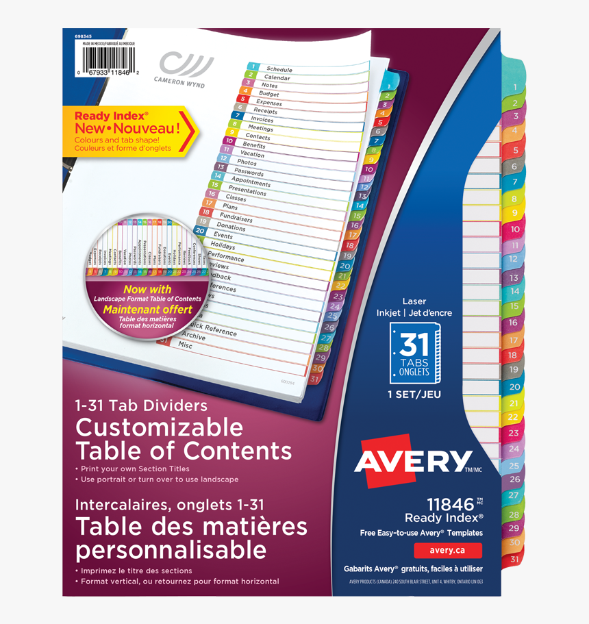 Avery 1 12 Dividers, HD Png Download, Free Download