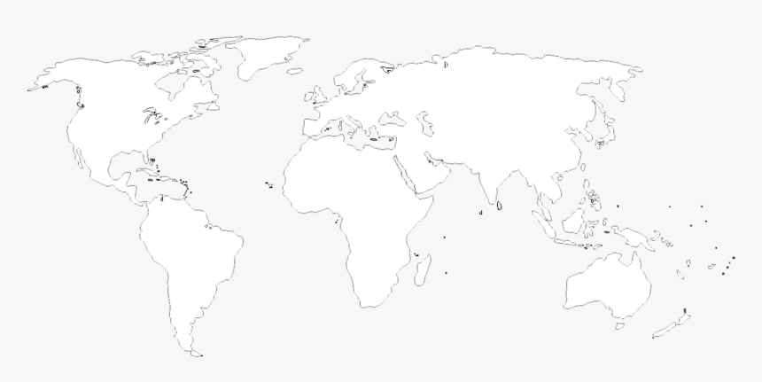 White World Map On Black Background, HD Png Download - kindpng