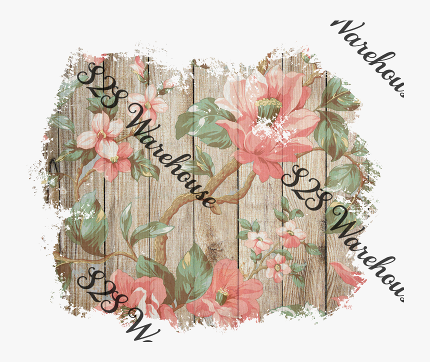 Flower Background Wood - Papel De Madeira Com Flores, HD Png Download, Free Download