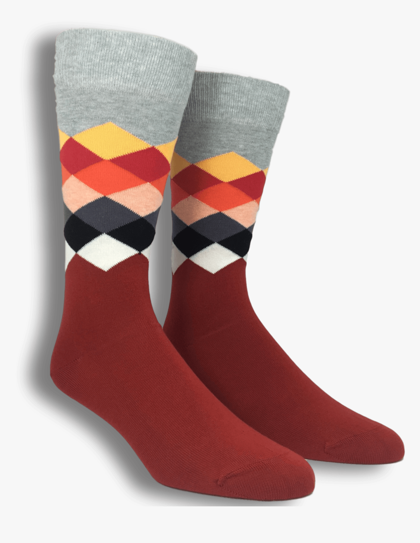 Grey, Red, And White Faded Diamond Socks By Happy Socks"
 - Sock, HD Png Download, Free Download