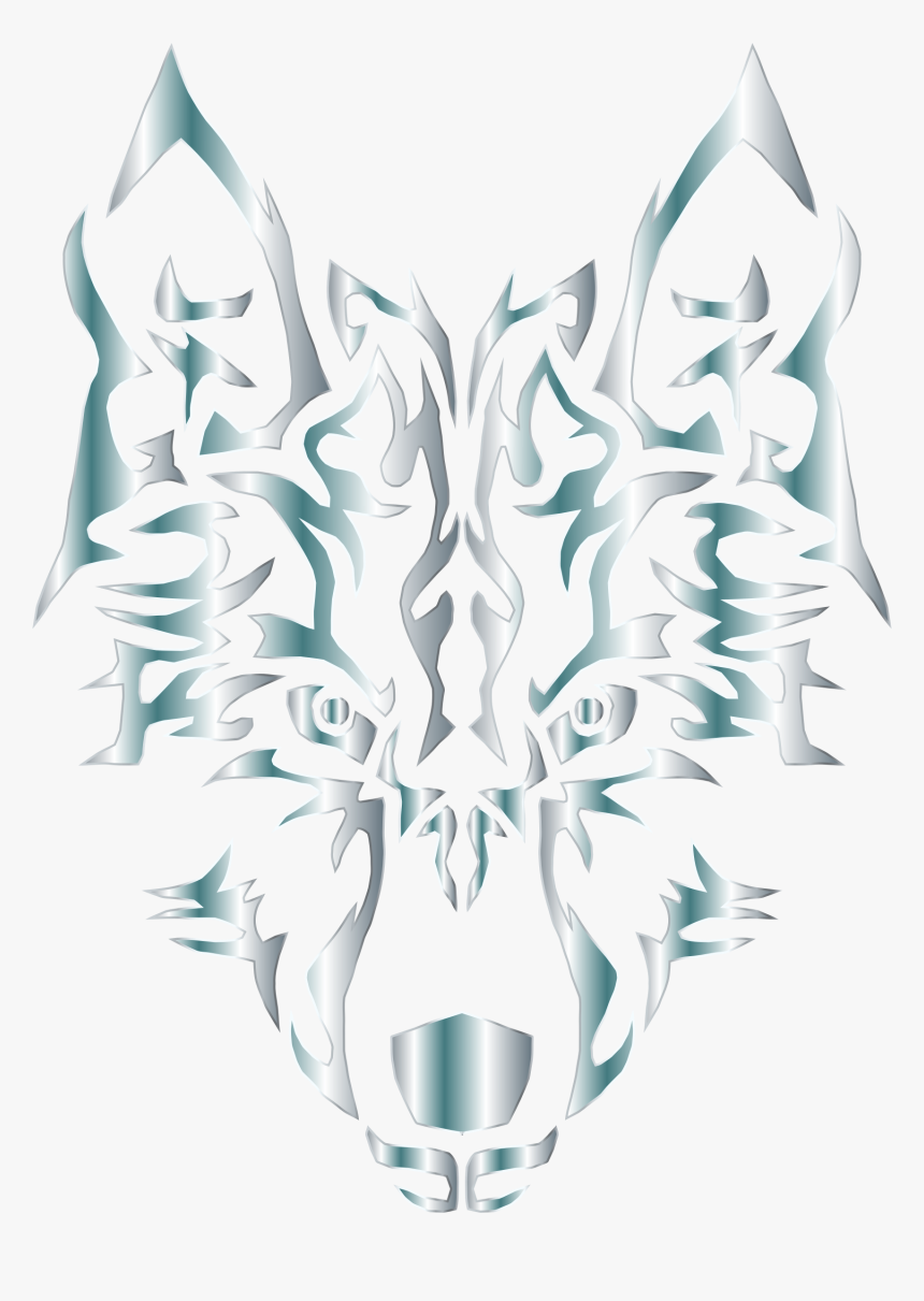 Silver Symmetric Tribal Wolf No Background Clip Arts - Tribal Wolf No Background, HD Png Download, Free Download