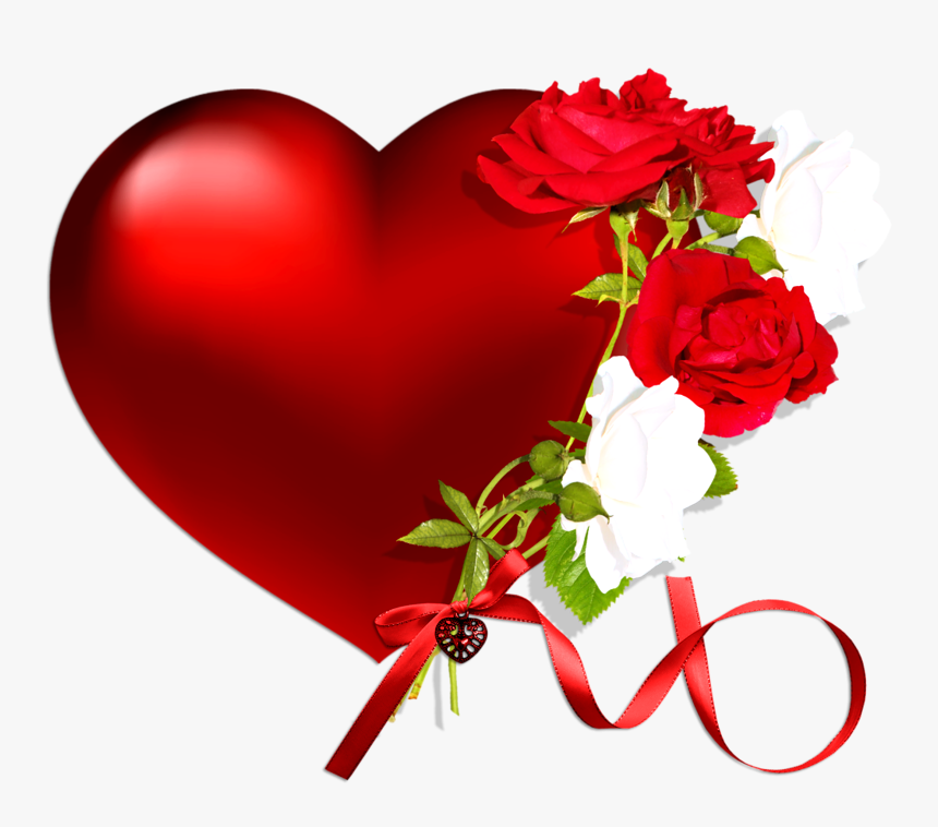 Heart Png Red And White Flower - Red Roses And Red Hearts, Transparent Png, Free Download