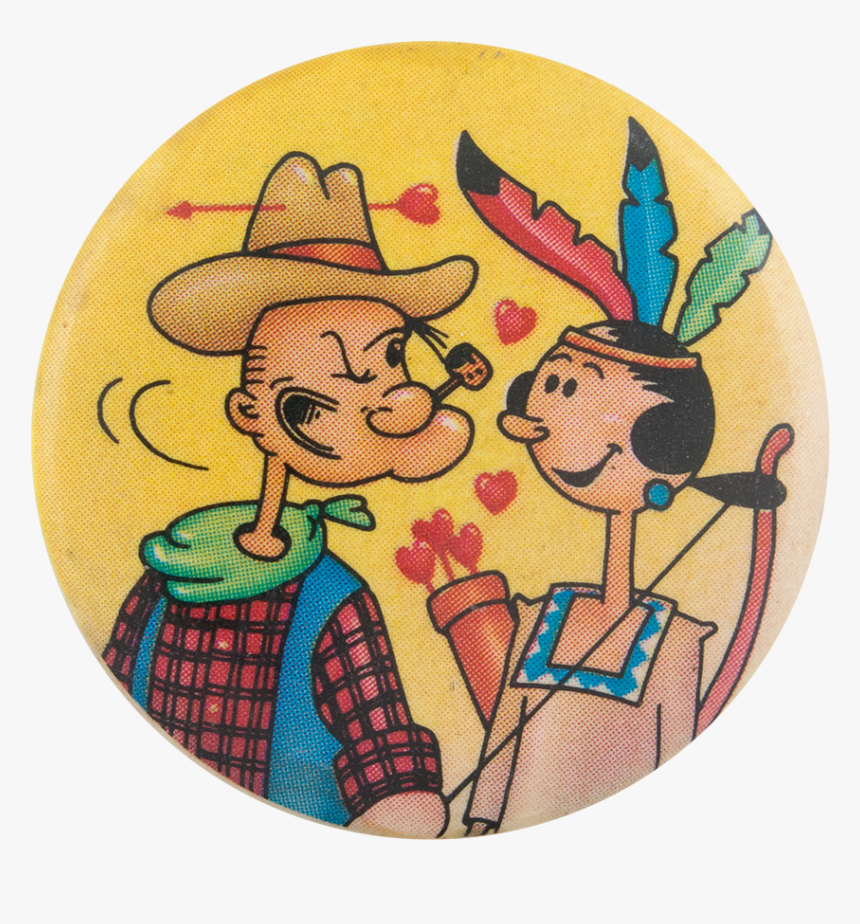 Cowboy Popeye And Olive Oyl Entertainment Button Museum - Olive Oyl Native American, HD Png Download, Free Download