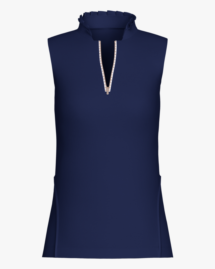 Blue Ruffle Collar Sleeveless Golf Shirt - Necklace, HD Png Download, Free Download