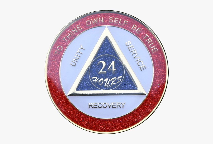 Red And Blue Sparkle 24 Hour Triplate Aa Medallions - Badge, HD Png Download, Free Download