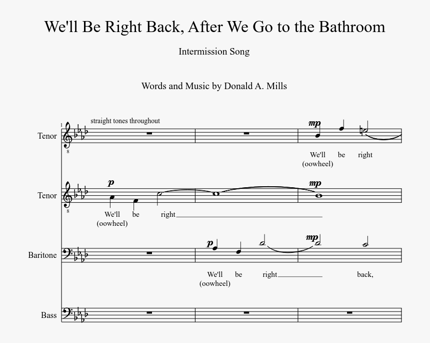 We Ll Be Right Back Sheet Music, HD Png Download, Free Download