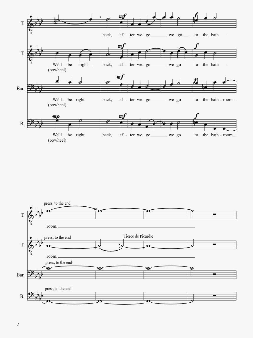 Transparent Be Right Back Png - Sheet Music, Png Download, Free Download