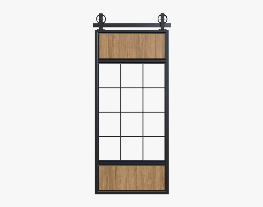 Metal Barn Door With Glass And Wood Panels - Shōji, HD Png Download, Free Download