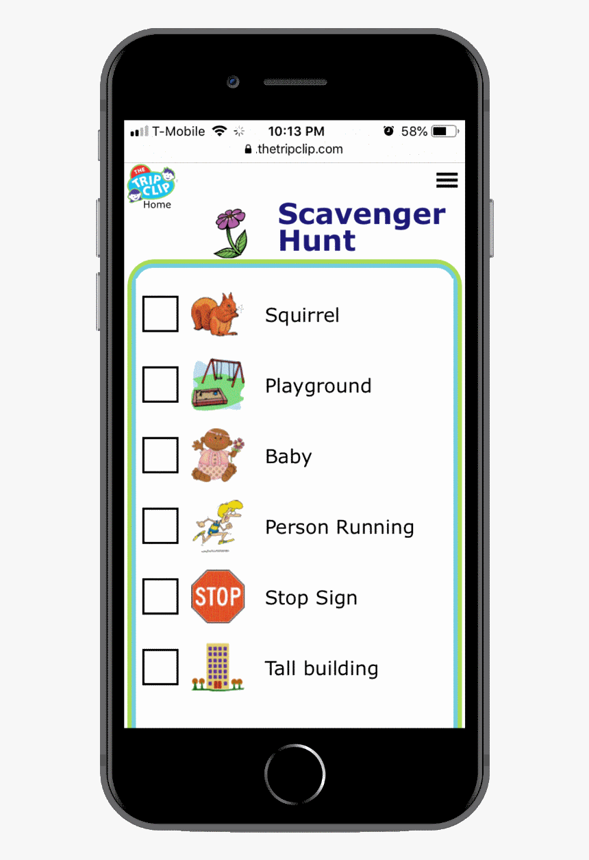 Picture Checklists Things For Kids To Find On Walking - Vocab App On Phone, HD Png Download, Free Download