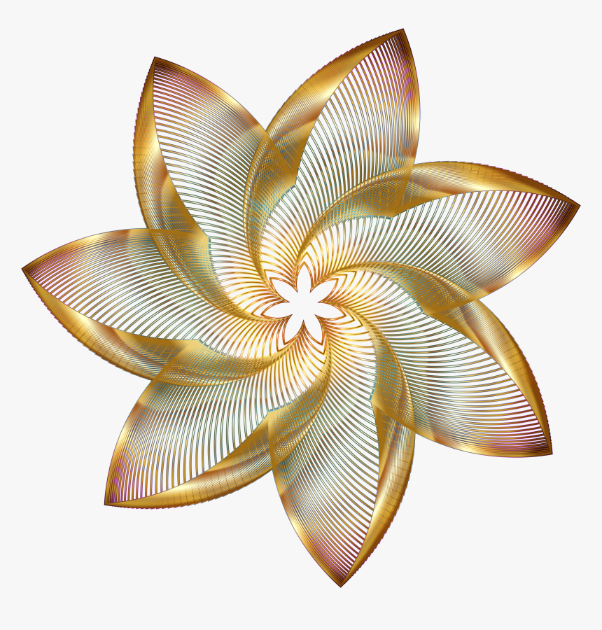 Prismatic Flower Line Art 2 No Background Clip Arts - Golden Line Design Png, Transparent Png, Free Download