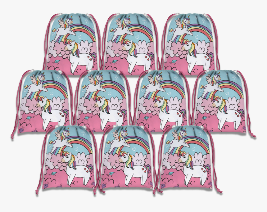 Rainbow Unicorn Drawstring Tote Bag - Illustration, HD Png Download, Free Download