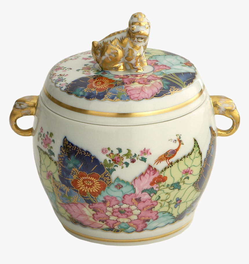 Tobacco Leaf Fu Dog Jar - Porcelain, HD Png Download, Free Download