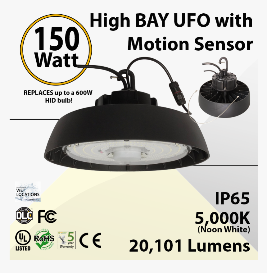 Ufo High Bay Led Light 150w Microwave Motion Sensor - Restriction Of Hazardous Substances Directive, HD Png Download, Free Download